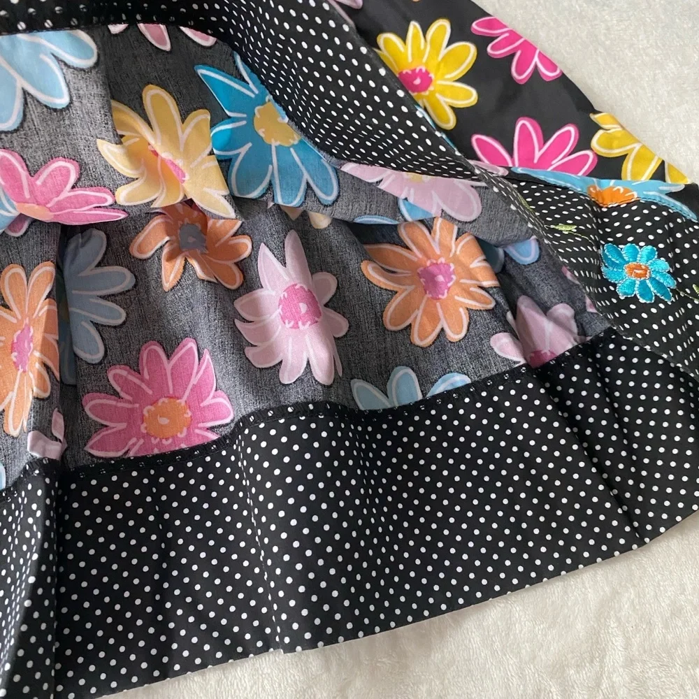 BLUEBERI Boulevard Dress Floral Black Polka‎ Dot Multicolored embroidered 4T